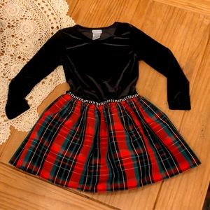 Sweet Heart Rose Black Velveteen/ Taffeta Plaid Dress, Size 4T